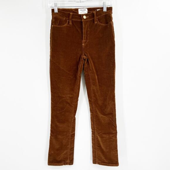 Frame Le High Ankle Straight Corduroy Pants in Warm Tan - Picture 1 of 8
